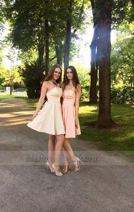 Cute A-Line Strapless Stain Short Homecoming Dress with Bowknot