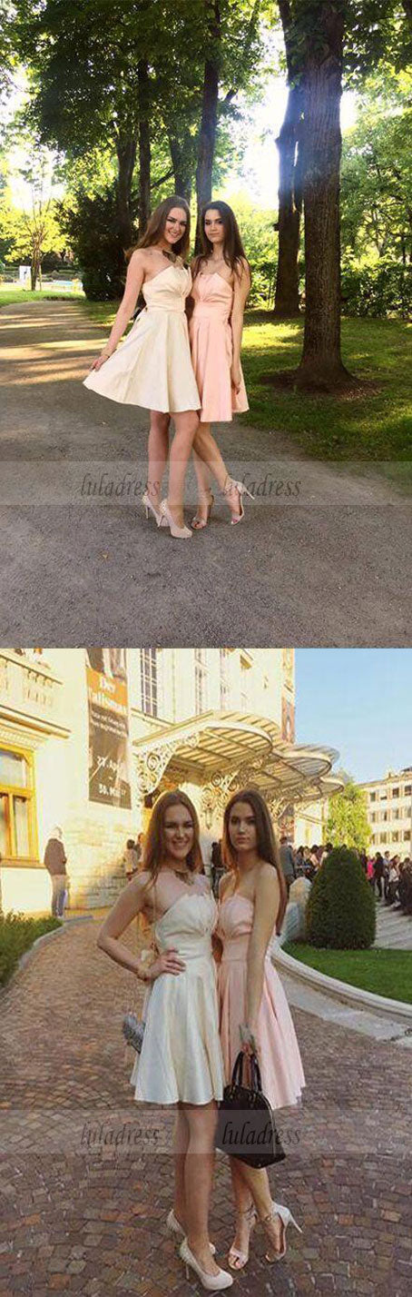 Cute A-Line Strapless Stain Short Homecoming Dress with Bowknot