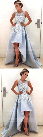 high low prom dresses elegant evening gown lace embroidery