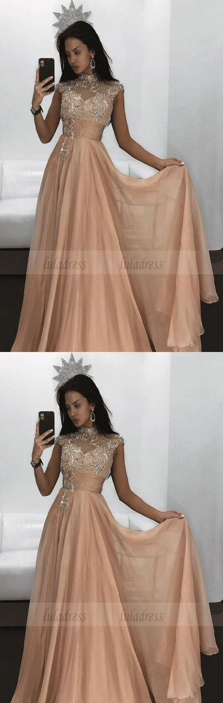 Chiffon Prom Dresses,Sexy Beading Evening Dress,Long Prom Party Dress