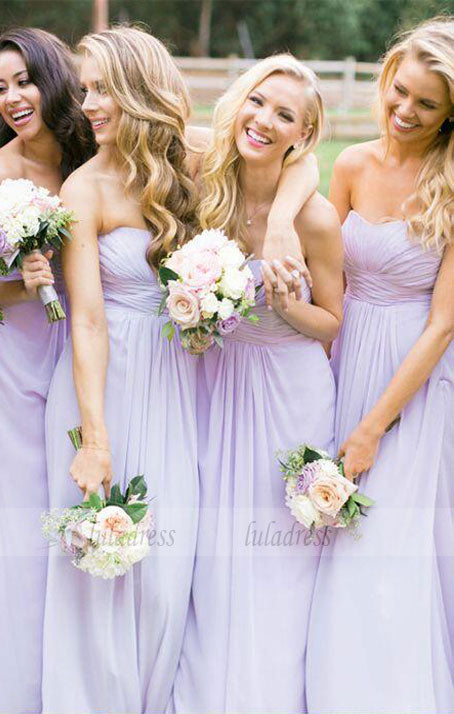 A-Line Sweetheart Chiffon Long Bridesmaid Dress,BD99349