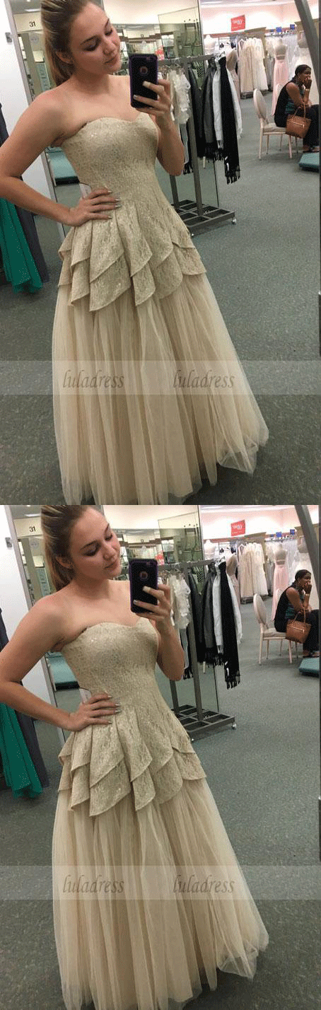 Sweetheart Prom Dress,Tulle Prom Dress,Lace Prom Dress, A-Line Prom Dress
