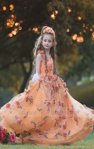 Lace Flowers Flower Girl Dresses Kids Evening Dress,BD99743