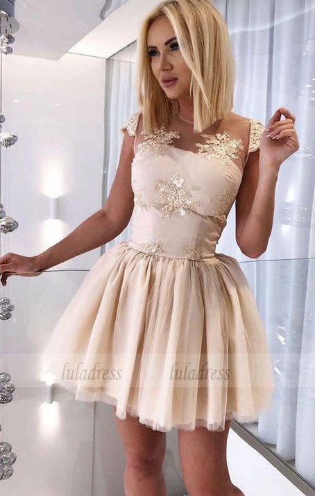 Short Homecoming Dress with Appliques