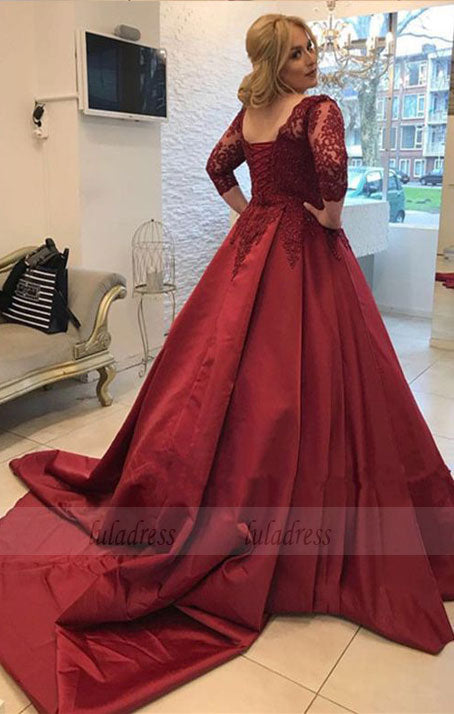 Modest Prom Dresses With 3/4 Sleeves,Elegant Wedding Gowns,Ball Gowns Wedding Dress,Plus Size Wedding Dress