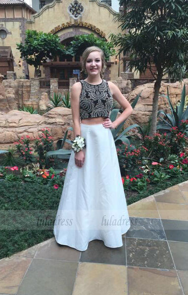 2 Pieces Party Dresses,Black Evening Gowns,Sparkle Formal Dress For Teens,BD98016