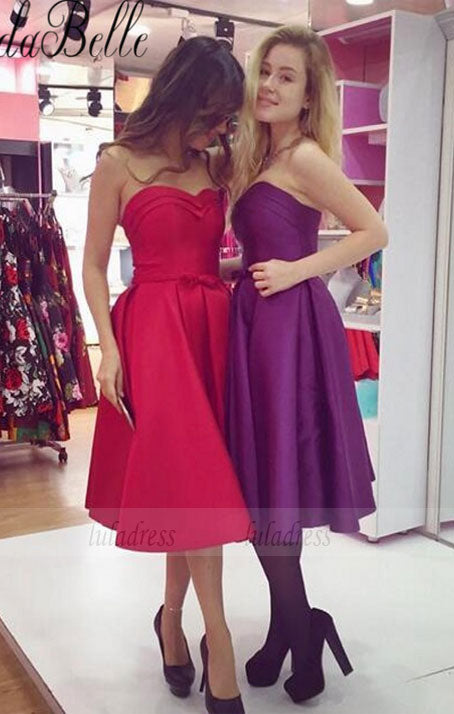 Sleeveless A-line Homecoming Dress, Strapless Formal Gowns