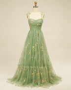 Sweetheart Floor Length Embroidery Long Prom Dress