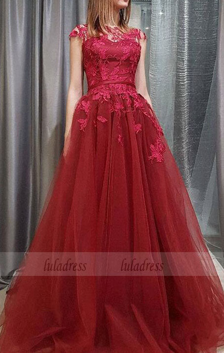 A-line Lace and Tulle Long Formal Dress,Charming Party Dress, Formal Gowns,BD99541