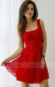 Red Homecoming Dress,Lace Homecoming Dresses,Short Homecoming Dresses,Cheap Cocktail Dresses,Short Prom Dress,BD98056