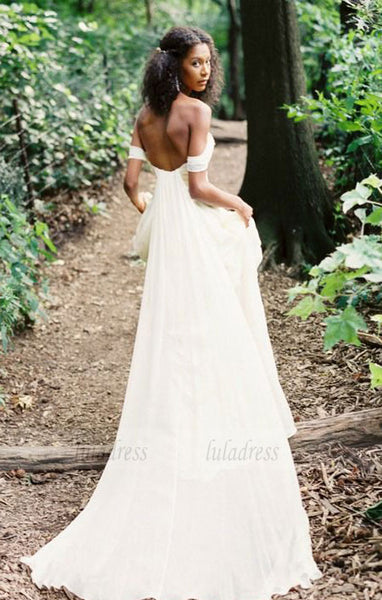 Chiffon Bridal Dress,Boho Wedding Dress,Off Shoulder Bridal Dress,BD99803