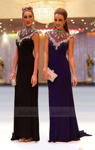 High-neck Sleeveless Beading Long Prom Dresses,BD99875