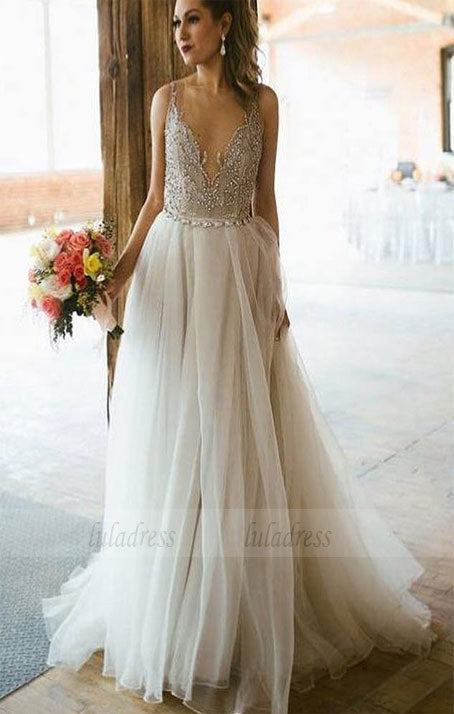 Gray Wedding Dresses,Tulle Wedding Dress,Ball Gown Wedding Dress,BD99809