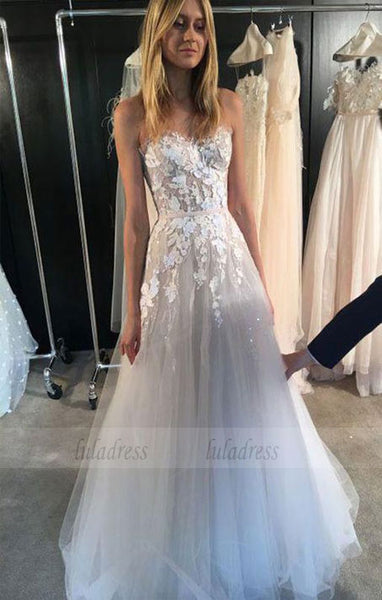 Floral Wedding Dresses,Aline Wedding Dress,Strapless Wedding Dress,BD99801
