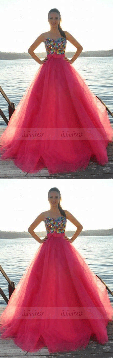 New Arrival Tulle Prom Dress,Ball Gown Prom Dress,Long Evening Dress