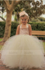 Flower Girl Dress,Cute Halter Long Flower Girl Dress