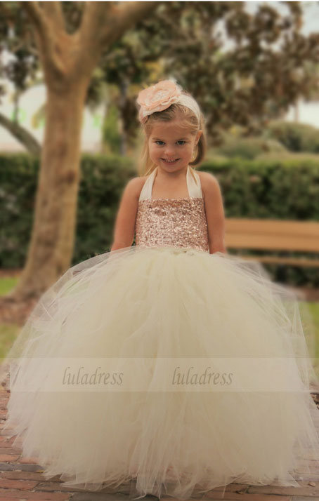 Flower Girl Dress,Cute Halter Long Flower Girl Dress,BD99746