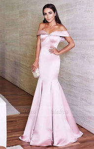 Off the Shoulder Satin Mermaid Prom Evening Dresses,BD98497