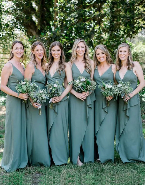 peacock bridesmaid dresses Chiffon Peacock Bridesmaid Dresses with Split