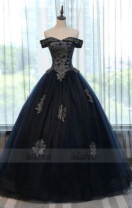 Simple Black Long Prom Dress, Black Evening Dress, Prom Dress Sweep Train,BD9840
