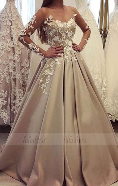 generous long sleeve ball gown, luxury lace wedding dress,BD98650