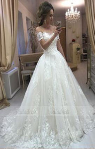 Lace Embroidery Off Shoulder Tulle Wedding Dresses Princess Wedding Dress,BD98174