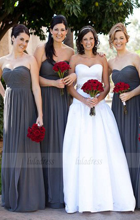 elegant sweetheart chiffon bridesmaid dress,simple chiffon wedding party dress