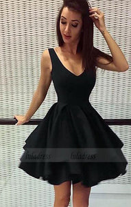 V-neck Homecoming Dress,Satin Homecoming Dresses