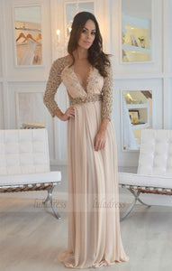 Long Sleeve Beading Prom Dress,Long Prom Dresses,Prom Dresses,Evening Dress,BD99034