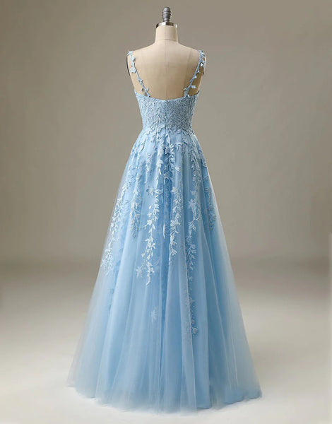 Previous product Next product Light Blue Prom Dresses Spaghetti Straps Long Evening Dresses,BD930676