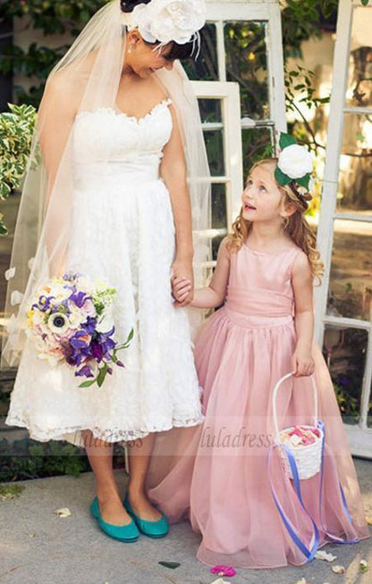 Pink Matching Bridesmaid And Flower Girl Dresses Wedding Flower
