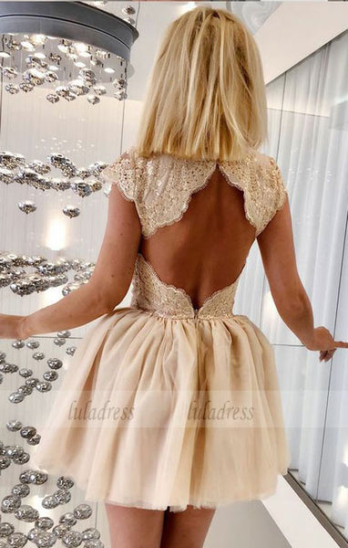 Short Homecoming Dress with Appliques,BD99489