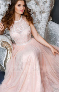 long prom dress, halter pink long prom dress, party dress, formal evening dress,BD98690
