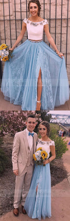 two piece prom dress,long prom dress chic formal dresses