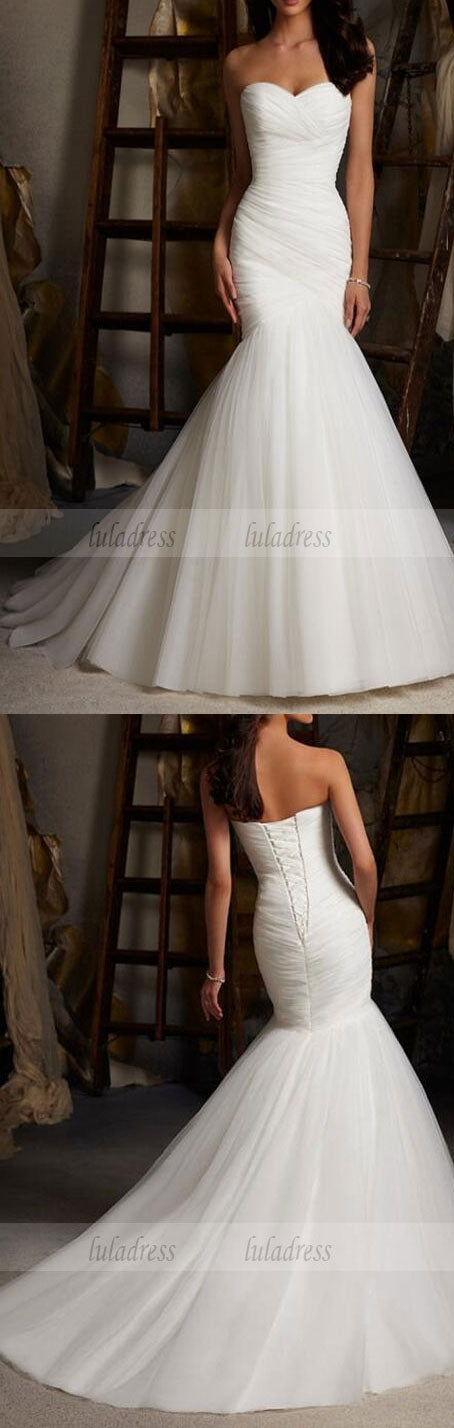 Tulle Wedding Gown,Lace Wedding Gowns,Mermaid Bridal Dress