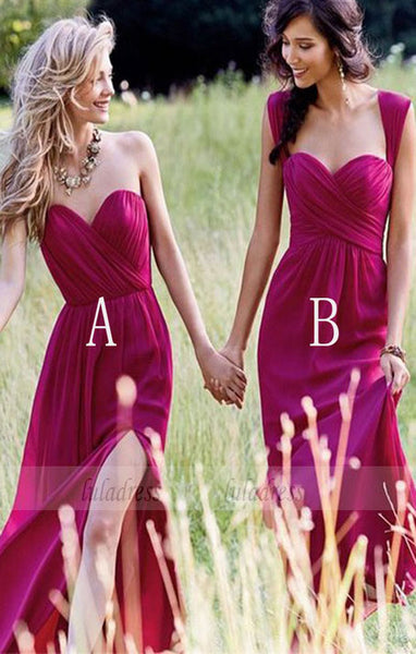 Cheap Simple Formal Chiffon Bridesmaid Dress,Side Split Floor Length Custom Bridesmaid Dresses,BD99526