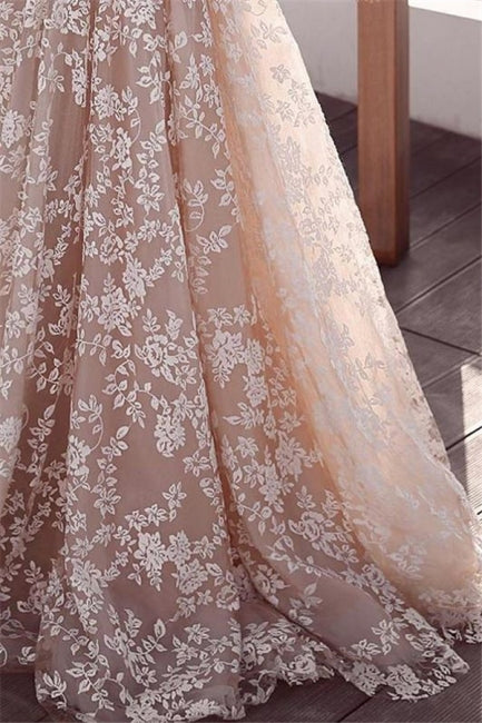 Gorgeous Lace Applique Wedding Dresses | Long Sleeves Floral Bridal Gowns