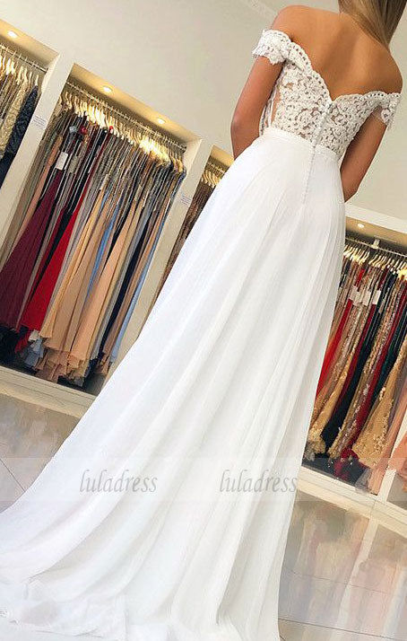Elegant Lace Appliques Sweetheart Off The Shoulder Tulle Bridesmaid Dresses