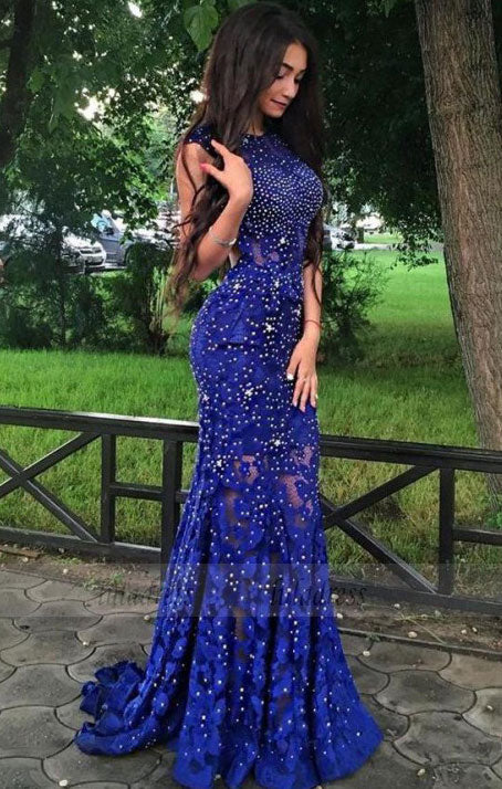 Lace Party Dresses,Beaded Evening Gowns,Long Formal Dress For Teens,BD98404