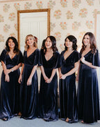 Velvet Navy Bridesmaid Dresses with Sleeve Pic Color / US2 Velvet Navy Bridesmaid Dresses with Sleeve Pic Color / US2