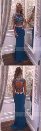 Beading Prom Dress,2 Pieces Prom Gowns,Elegant Evening Dresses