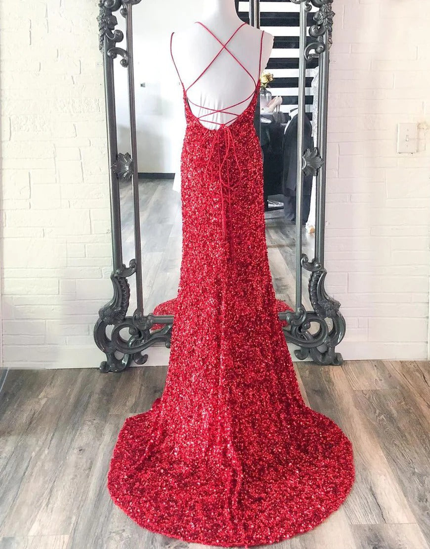 Mermaid Glitter Long Sequins Sexy Hot Pink Backless Prom Dresses Pic Color / Custom Size Mermaid Glitter Long Sequins Sexy Hot Pink Backless Prom Dresses Pic Color / Custom Size