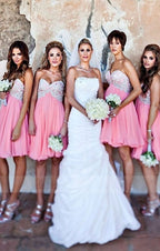 Pink Bridesmaid Dresses,Short Bridesmaid Gown,Summer Bridesmaid Gowns, luladress Pink Bridesmaid Dresses,Short Bridesmaid Gown,Summer Bridesmaid Gowns, luladress