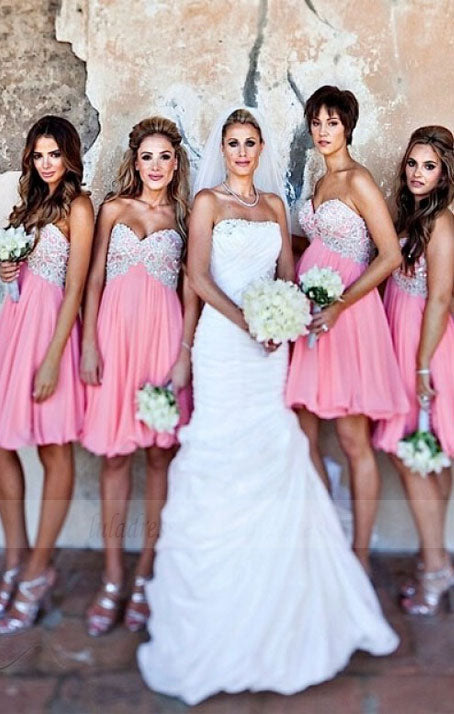 Pink Bridesmaid Dresses,Short Bridesmaid Gown,Summer Bridesmaid Gowns, – luladress