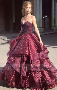 Charming Ball Gown Sweetheart Strapless Burgundy Long Prom Dress,BD98572