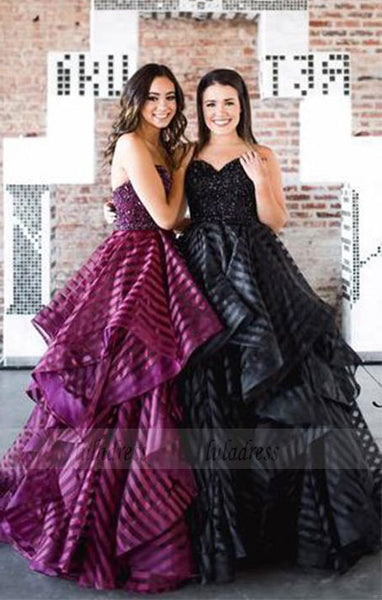 Charming Ball Gown Sweetheart Strapless Burgundy Long Prom Dress,BD98572