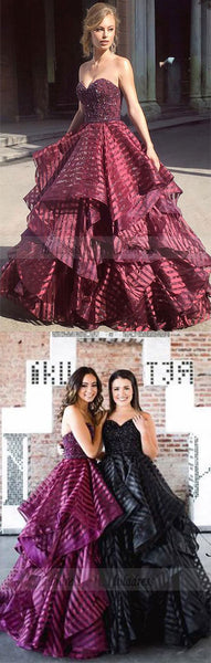 Charming Ball Gown Sweetheart Strapless Burgundy Long Prom Dress,BD98572