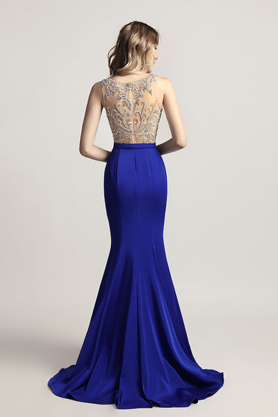 Royal Blue Elegant Long Evening Dress Beading Prom Dress, LX414