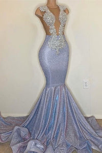 Lace Sexy Tulle Sleeveless Mermaid Prom Dress with Sequins On Sale,BD93011