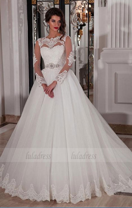Long Sleeves Ivory Bridal Dress